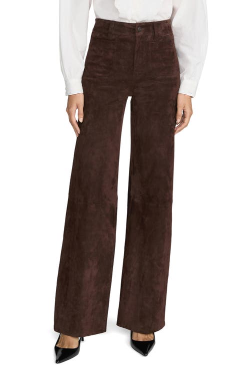 The Slim Palazzo Pocket Suede Leather Wide Leg Pants