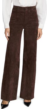 FRAME The Slim Palazzo Pocket Suede Leather Wide Leg Pants