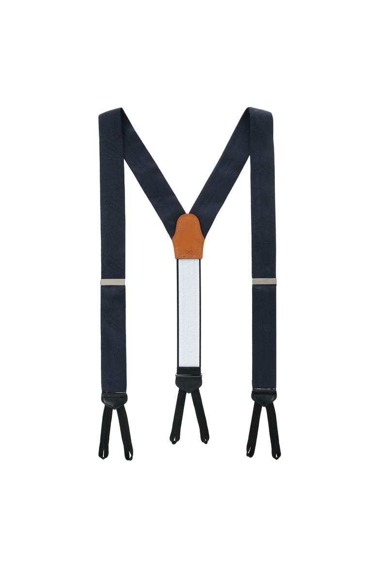 Banbury Silk Button End Suspenders (Braces) and Esteban Cufflinks Set, Alternate, color, Black