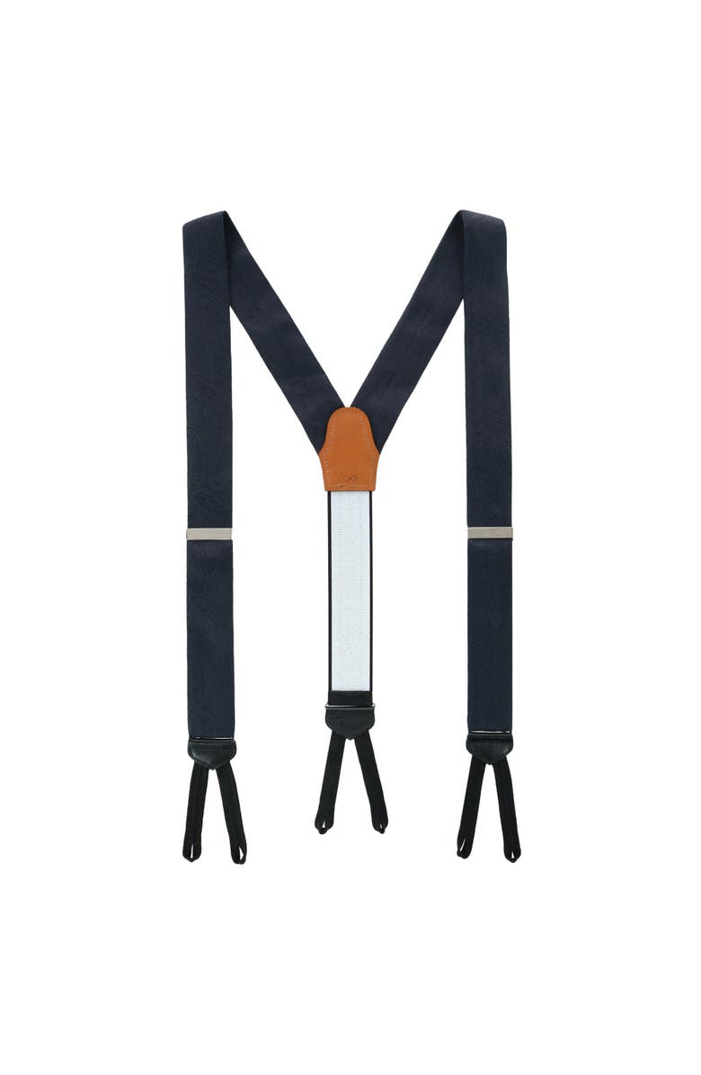 Trafalgar Banbury Silk Button End Suspenders (Braces) and Esteban Cufflinks Set, Alternate, color, Black