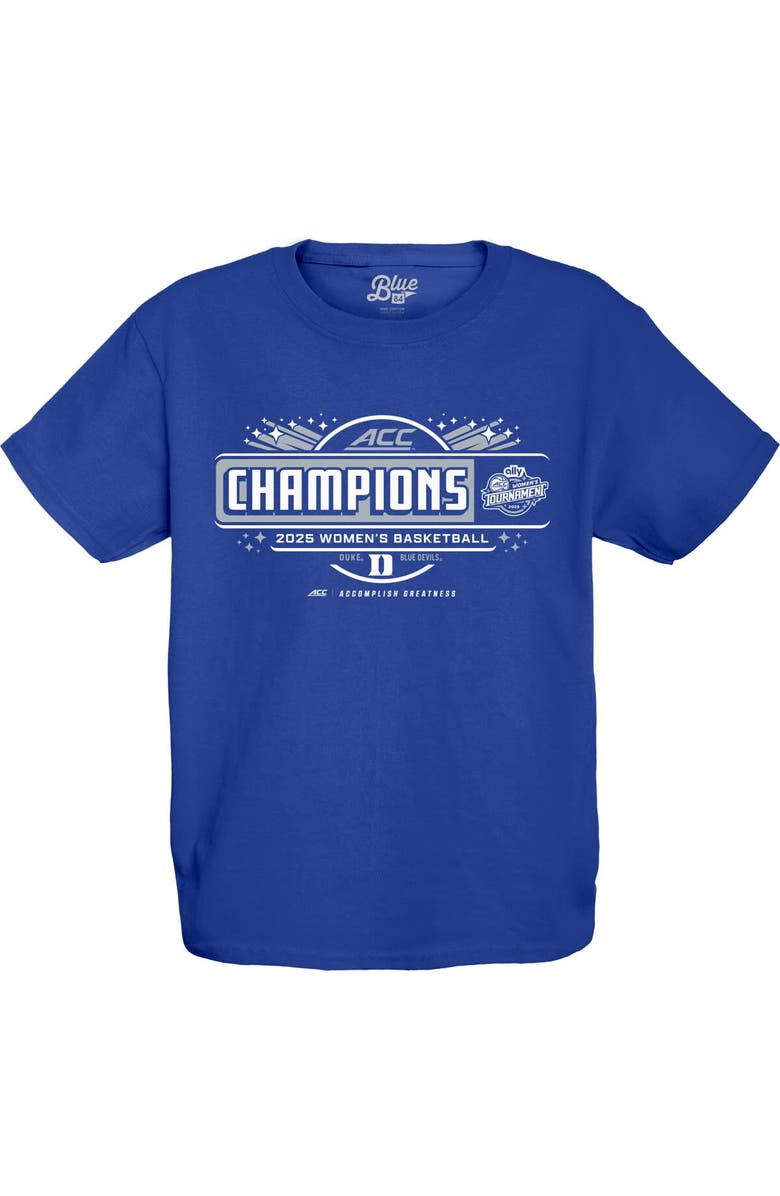 BLUE 84 Youth Blue 84 Royal Duke Blue Devils 2025 ACC Women's Basketball Conference Tournament Champions Locker Room T-Shirt, Alternate, color, 