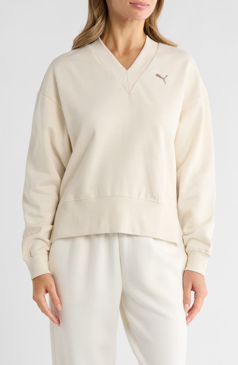 PUMA Essential V-Neck Sweatshirt, Main, color, Alpine Snow