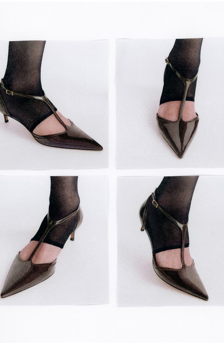 MANGO T-Strap Kitten Heel Pump, Alternate, color, Khaki Brown