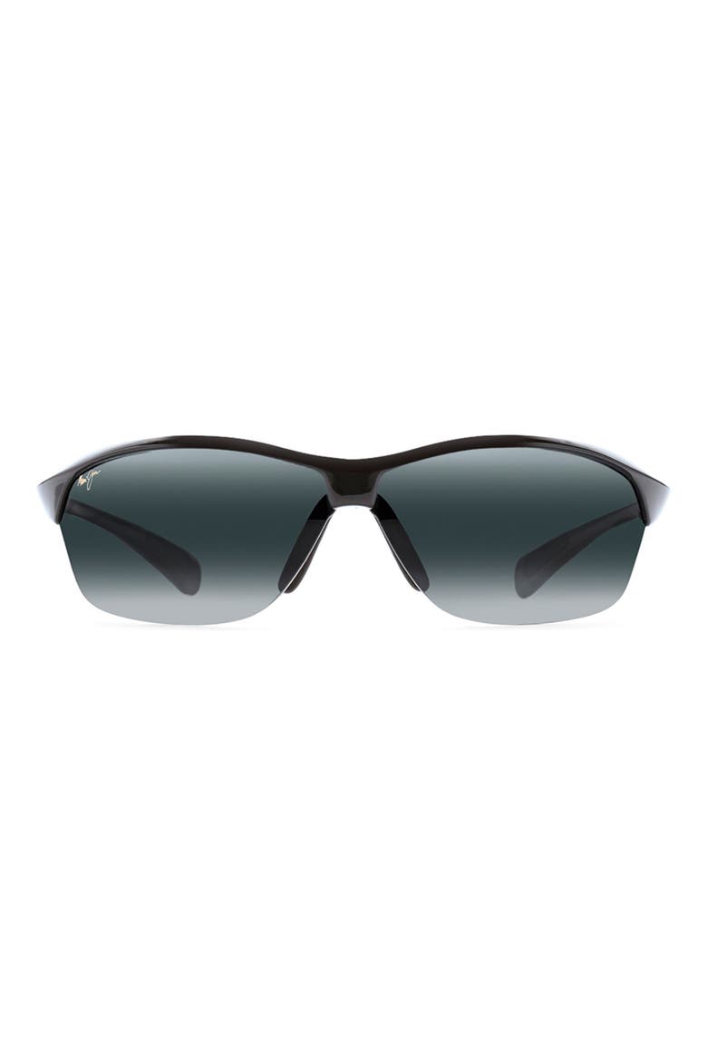 Hot Sands 71mm Polarized Oversize Rectangular Sunglasses, Main, color, BLACK