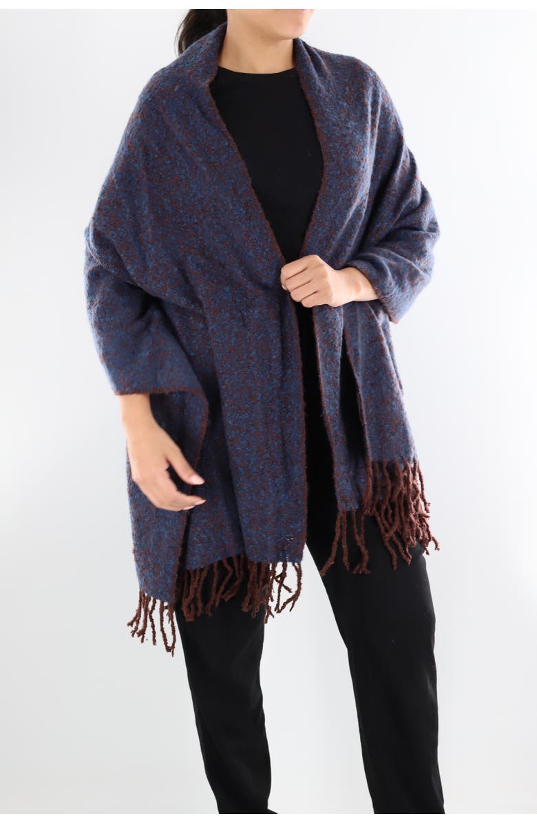 La Fiorentina Plush Scarf with Fringe, Main, color, Sapphire/Topaz