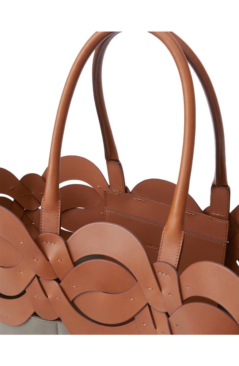 Lafayette 148 New York Large 8 Knot Canvas & Vachetta Leather Tote, Alternate, color,