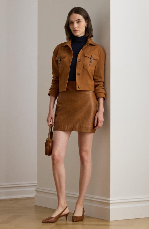 Ralph Lauren Buckle-trim Serge Cropped Jacket In Brown