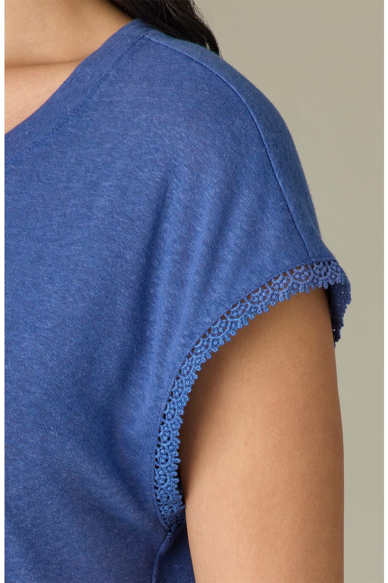 Crochet Cap Sleeve Tee, Alternate, color, COBALT BLUE