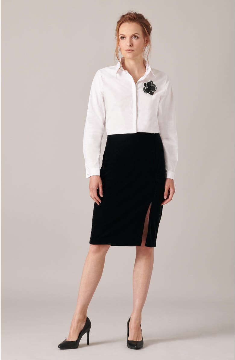 Anne Fontaine Women 's Skirt  Etoile Black Designer Skirt With Adjustable Zippered Waist And Side Slit, Alternate, color, Black