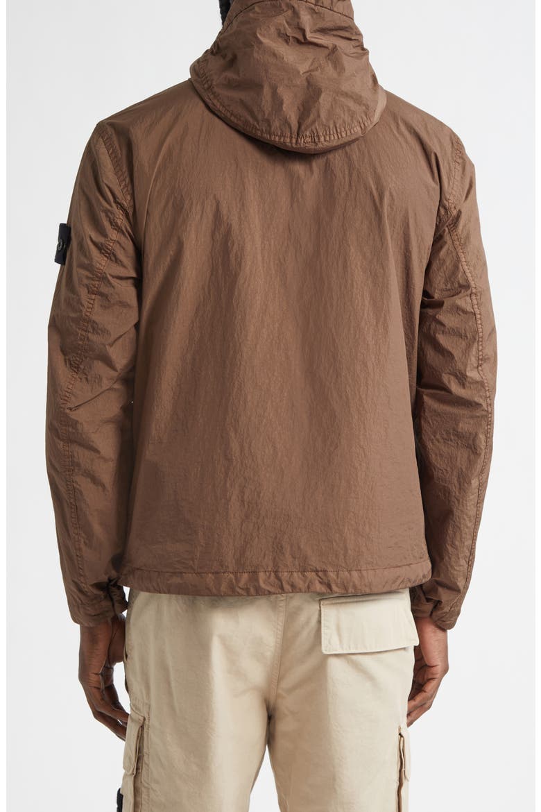 Coated Crinkled Hooded Water Repellent Jacket, Alternate, color, UMBER