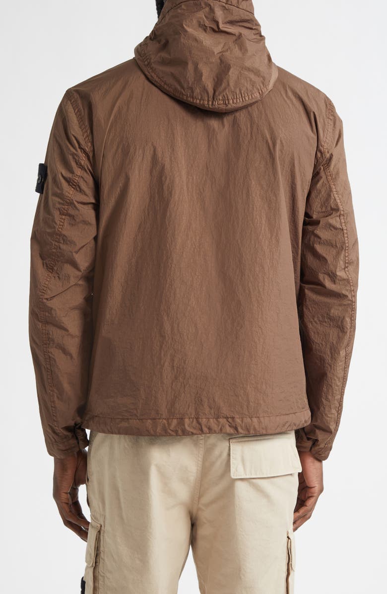 Stone Island Coated Crinkled Hooded Water Repellent Jacket, Alternate, color, Umber