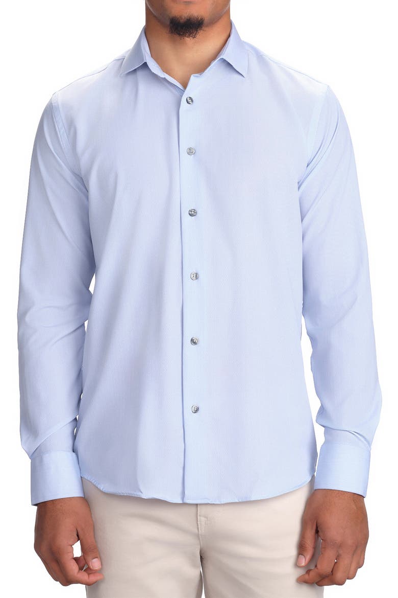 Tech Button-Up Shirt, Main, color, LAKE