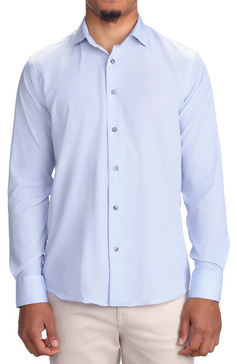 STUDIO GARNET LOS ANGELES Tech Button-Up Shirt, Main, color, Lake