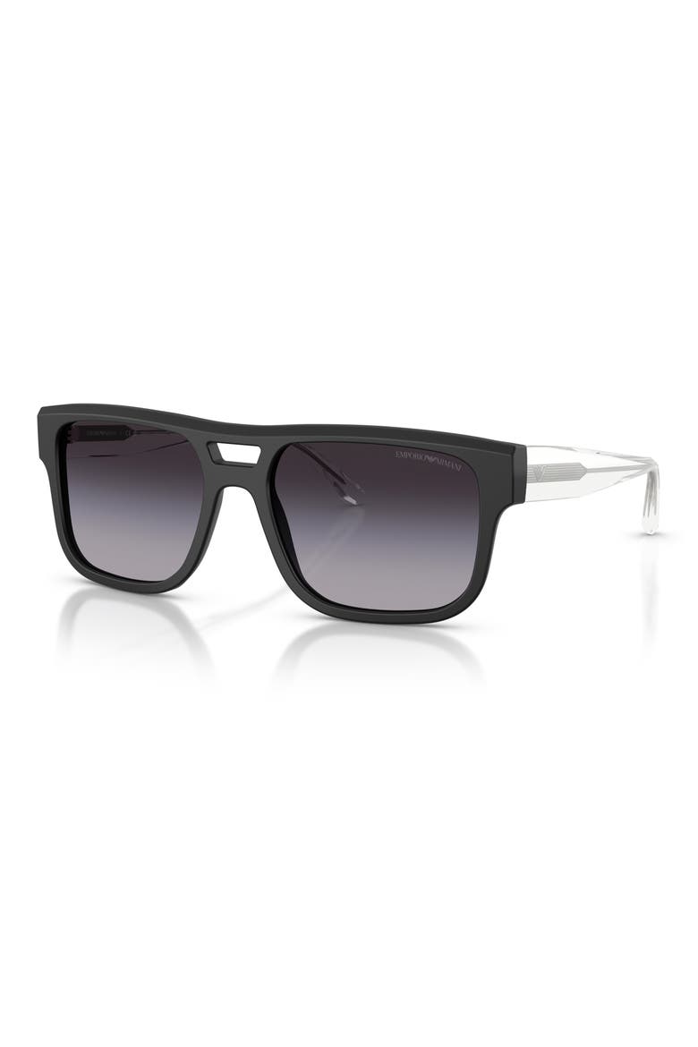 57mm Gradient Pillow Sunglasses, Alternate, color, MATTE BLACK / GREY GRADIENT