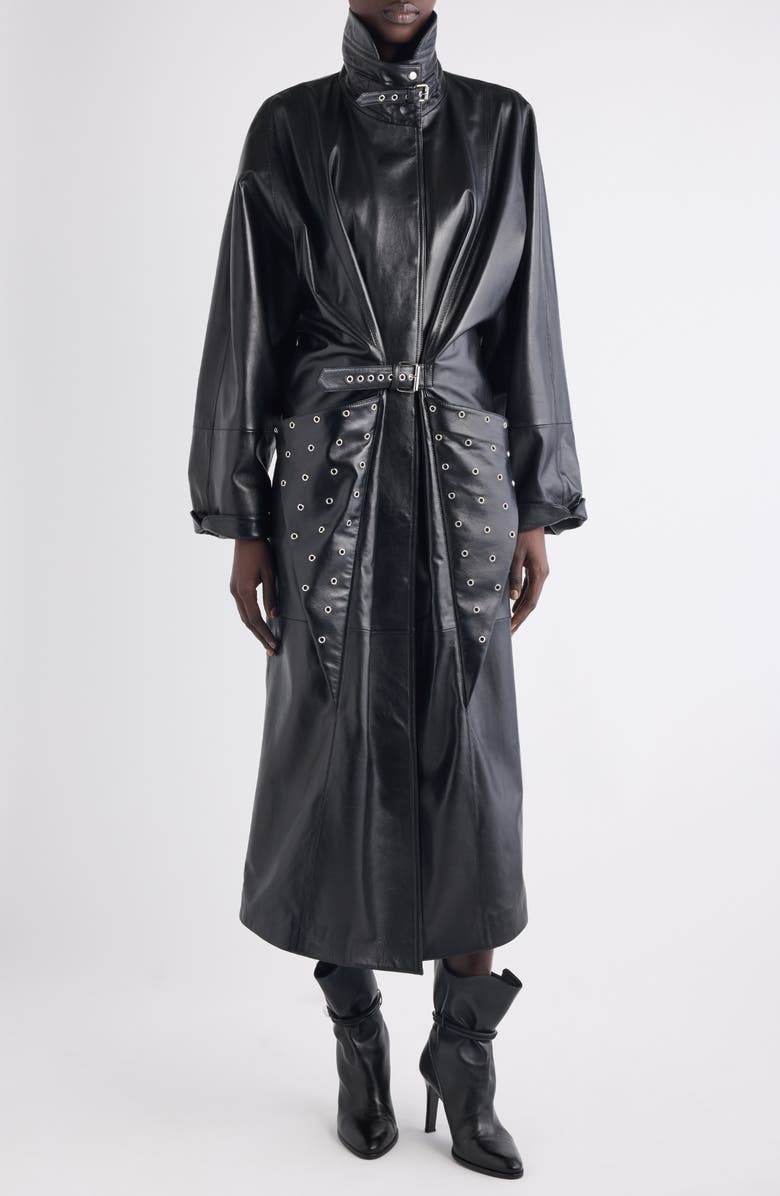 Isabel Marant Cesira Leather Coat, Main, color, Black