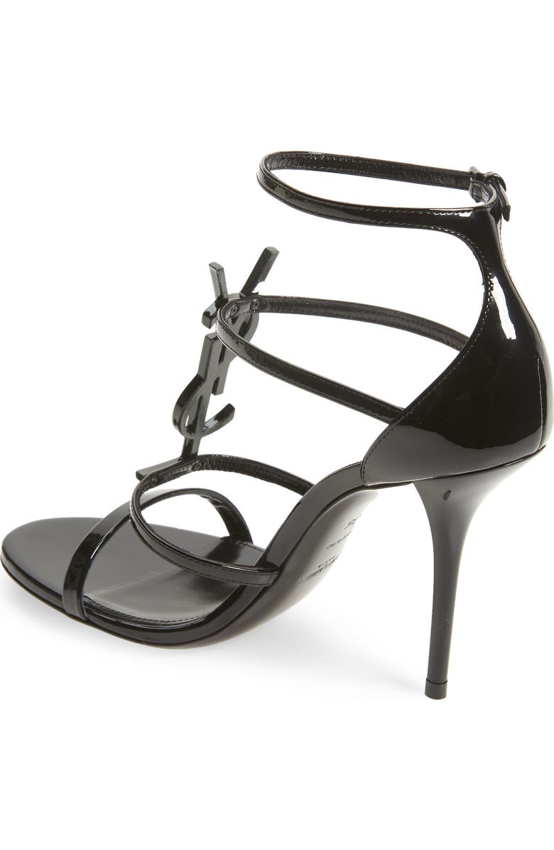 Saint Laurent Cassandra YSL Logo Sandal, Alternate, color, Black