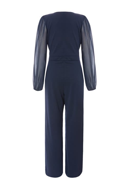 Quiz Chiffon Buckle Palazzo Jumpsuit In Navy