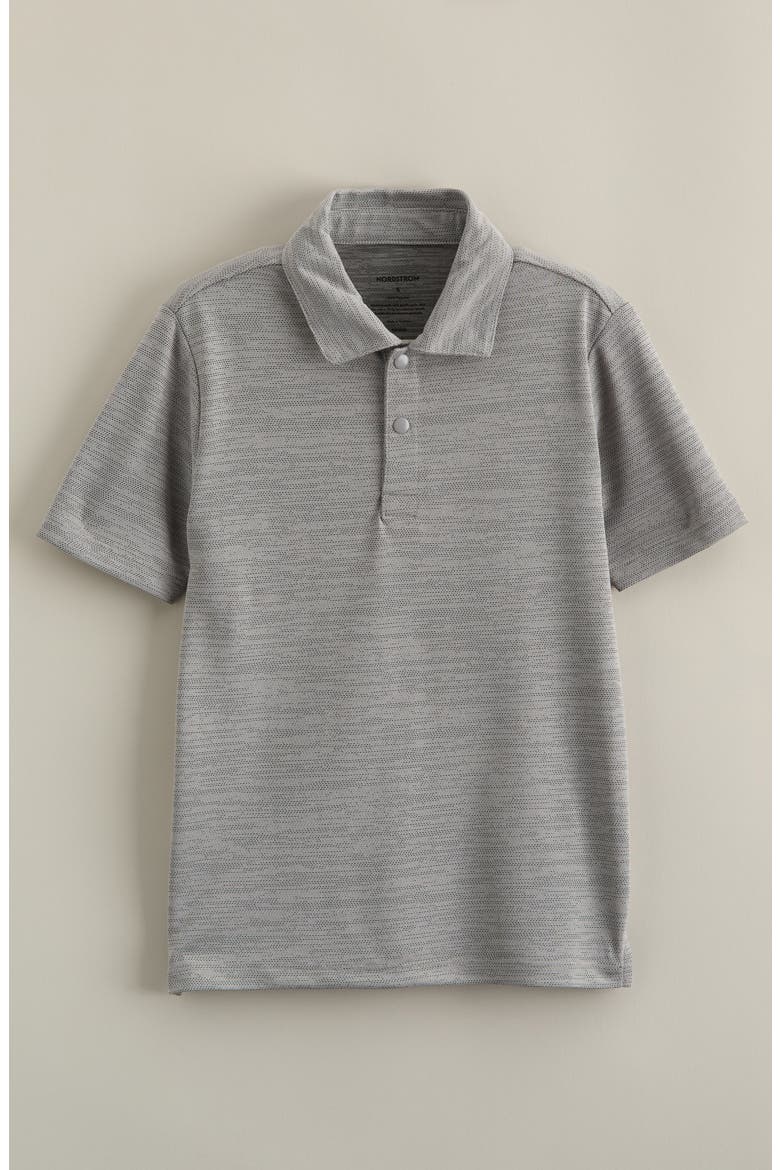 Kids' Mélange Piqué Knit Performance Polo, Main, color, GREY SHADE