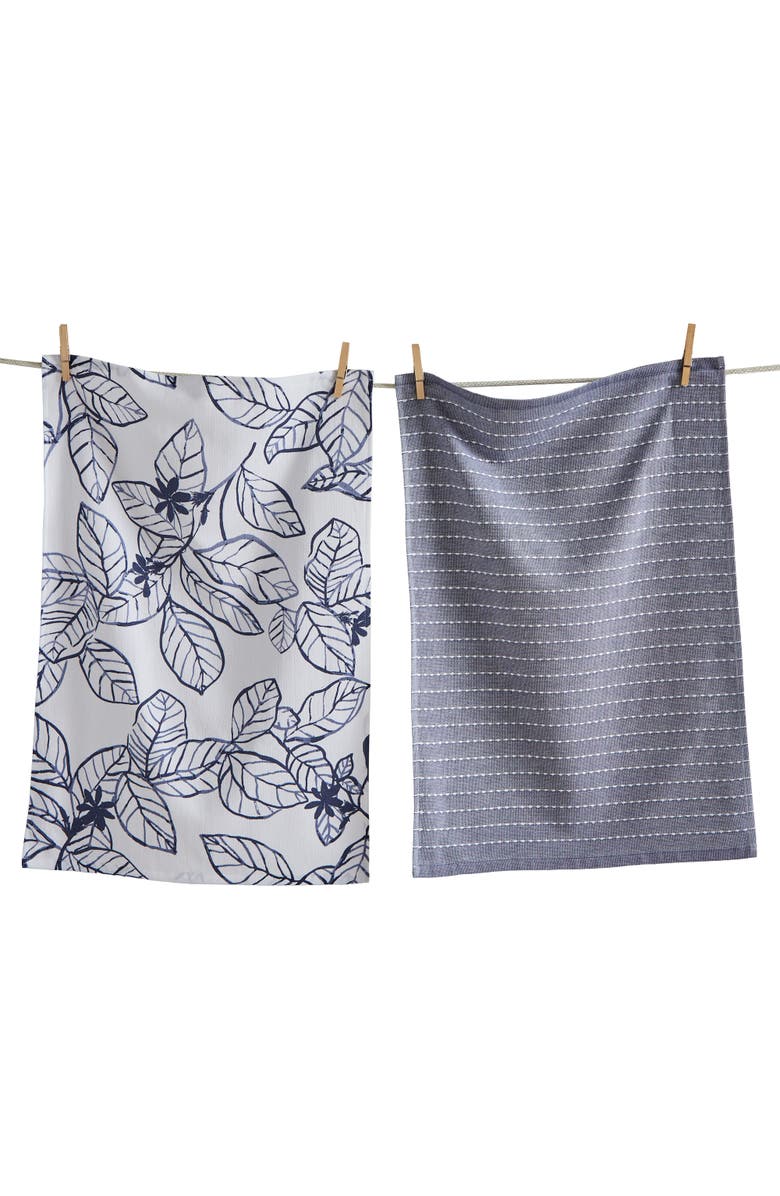 tag Ainslie Hammam Terry Dishtowel S/2 Blue Blue Cotton Everyday, Main, color, 