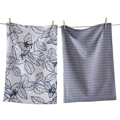 Ainslie Hammam Terry Dishtowel S/2 Blue Blue Cotton Everyday