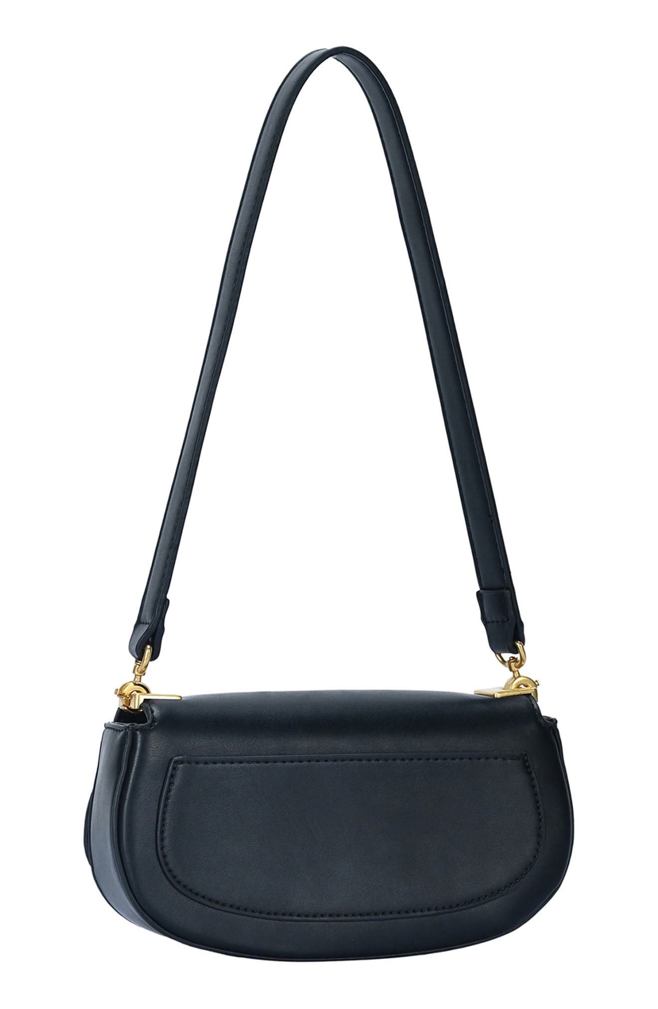 Rachel Zoe Rib Buckle Shoulder Bag, Alternate, color, Black
