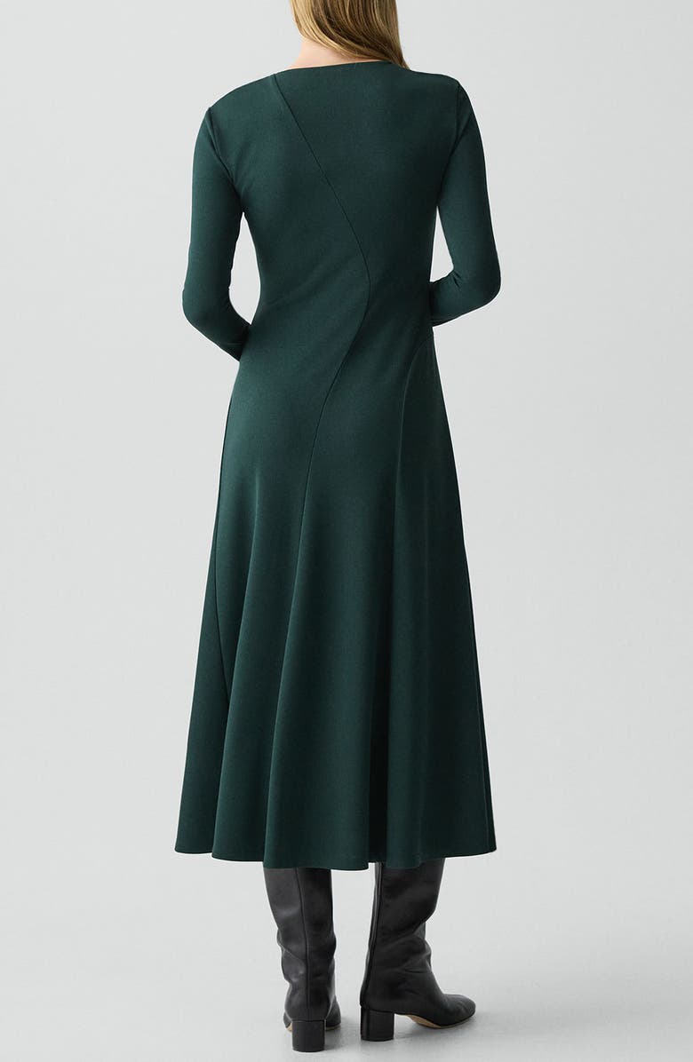 Theory Long Sleeve A-Line Midi Dress, Alternate, color, Viridian