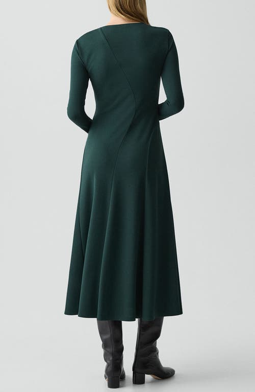 Theory Twist Neck Midi Dress In Crepe Jersey In Green