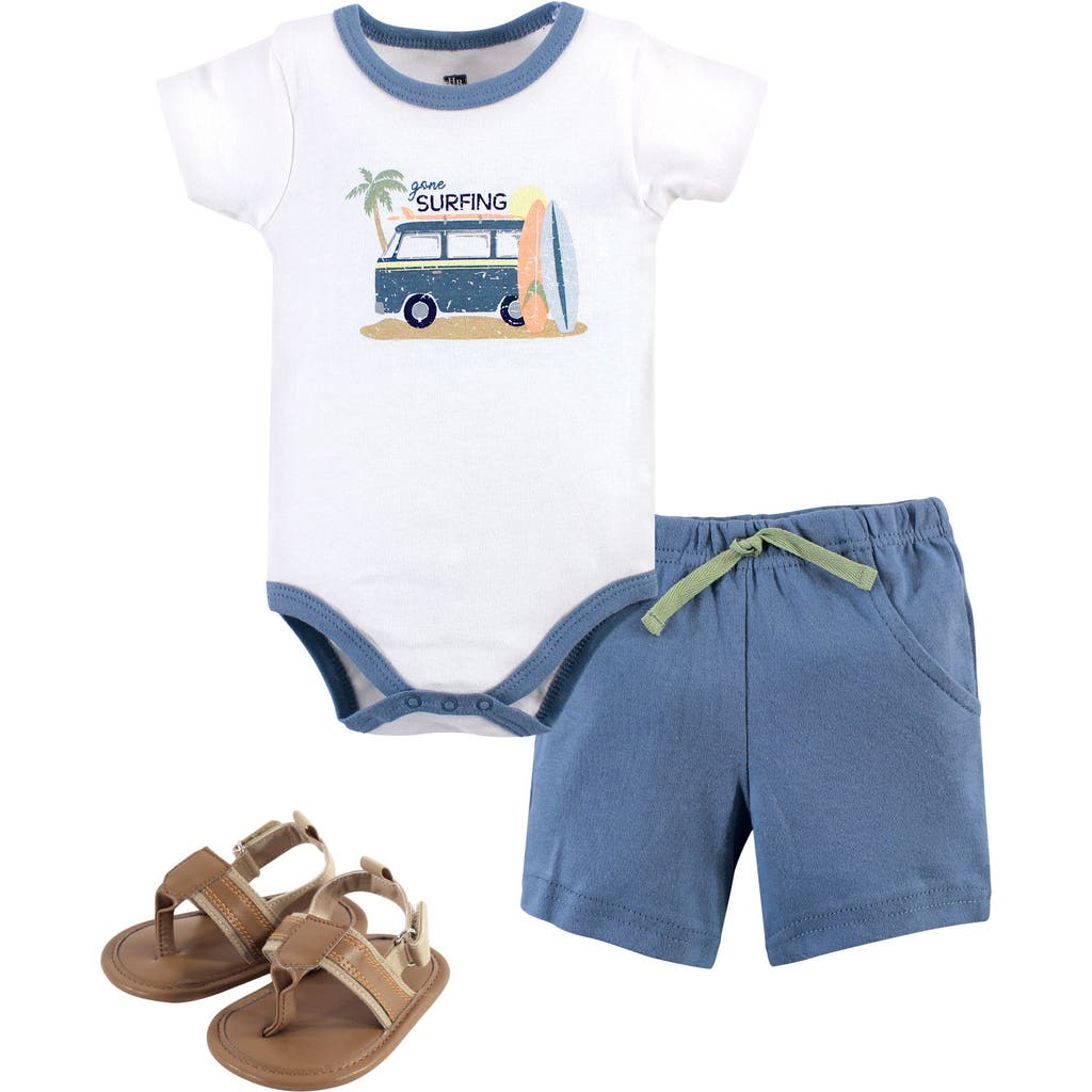 Hudson Baby Cotton Bodysuit, Shorts And Shoe Set In Multi