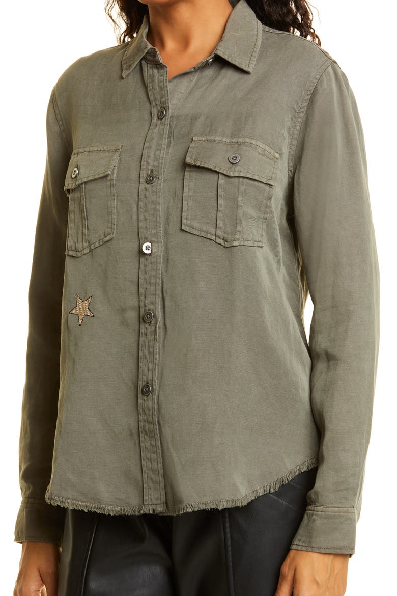 Loren Jacket, Alternate, color, OLIVE GOLD STAR EMBROIDERY
