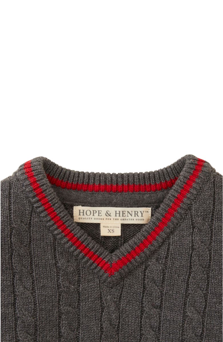 Hope & Henry Baby Boys' V-Neck Cable Sweater, Infant, Alternate, color, Grey