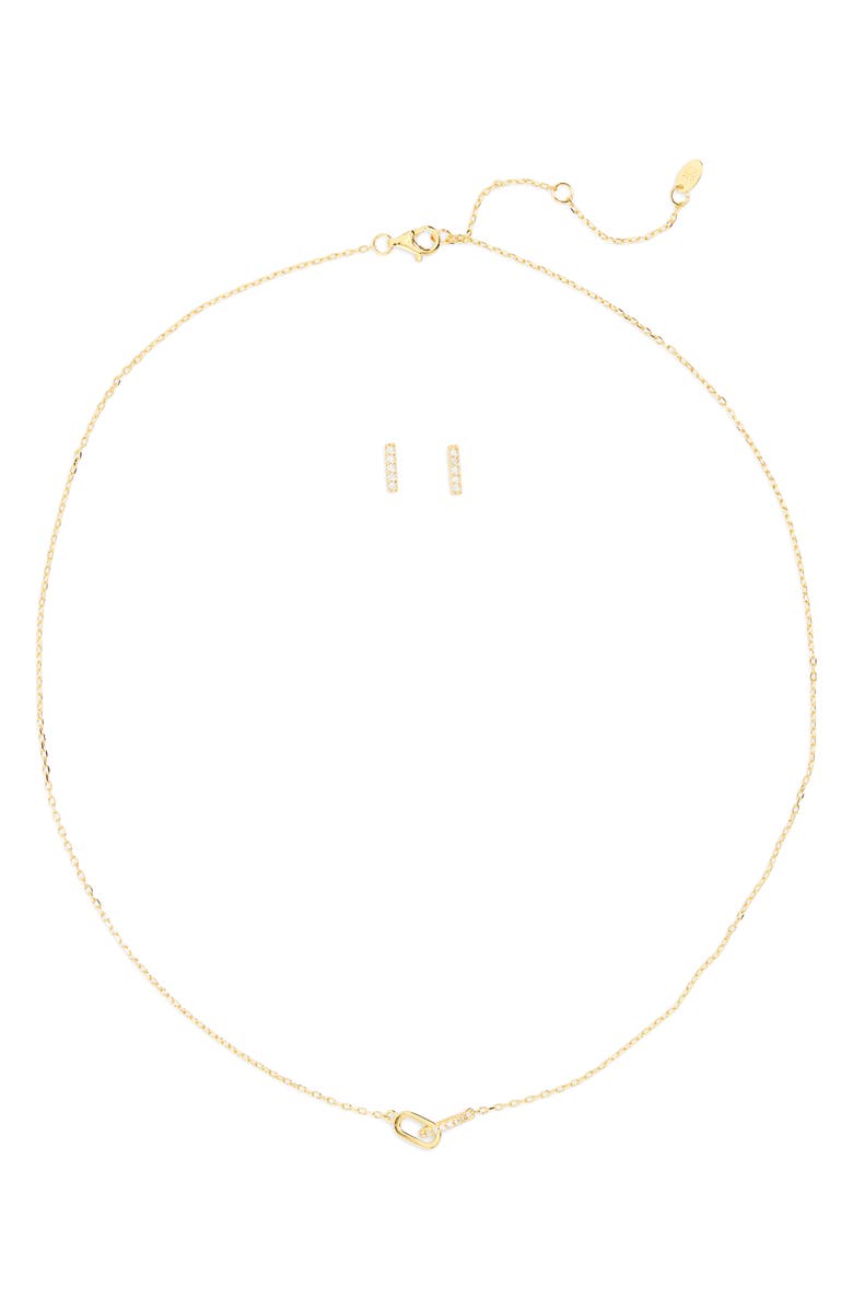 Argento Vivo Sterling Silver Cubic Zirconia Stud Earrings & Pendant Necklace Set, Main, color,