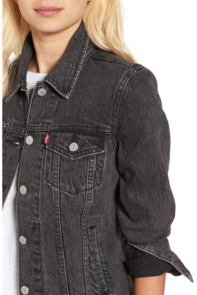 Levi's® 'Boyfriend' Denim Trucker Jacket, Alternate, color, MOUNTAIN BLACK
