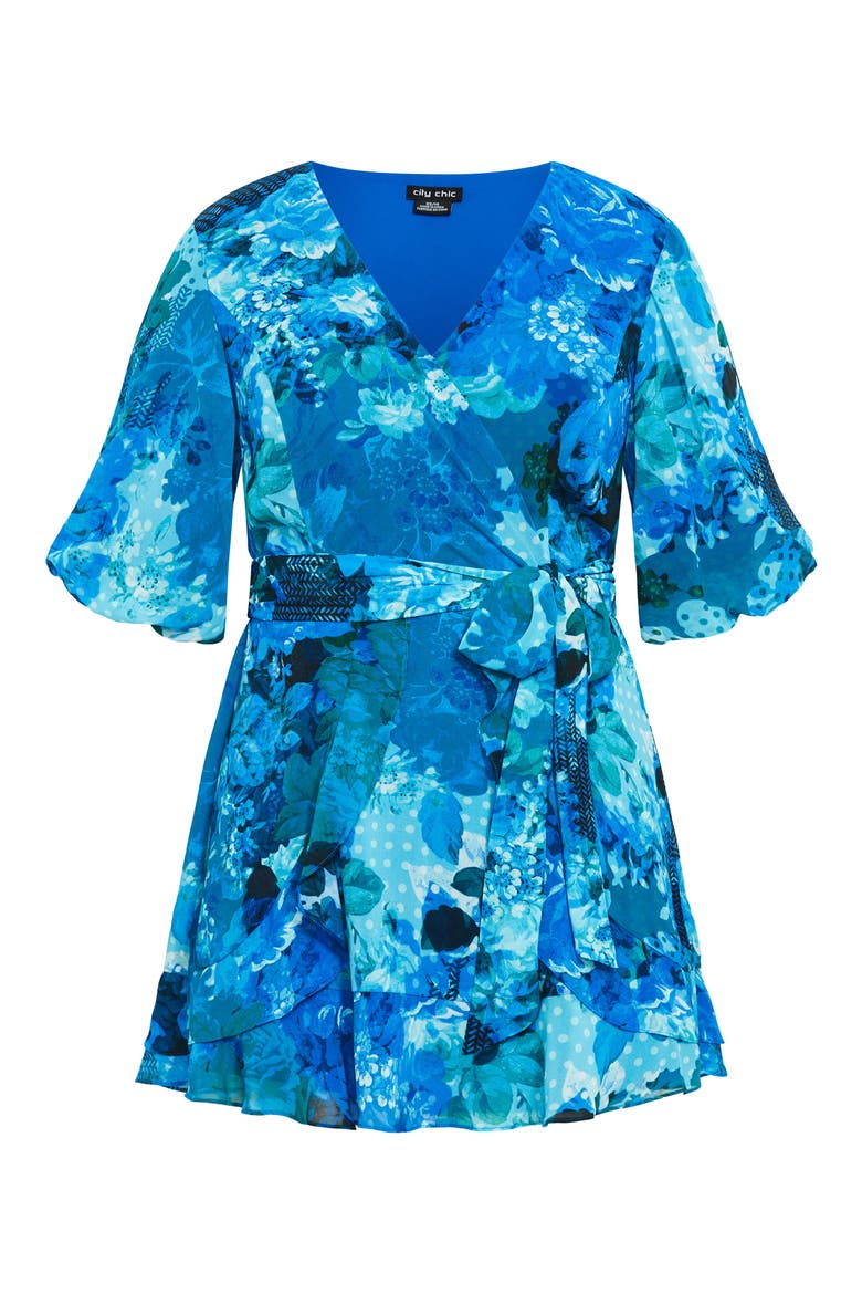 Keily Faux Wrap Minidress, Alternate, color, BLUE BEAUTY