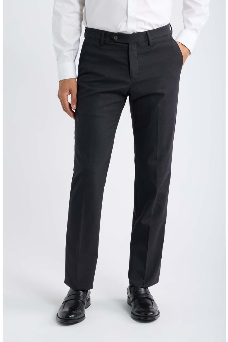 Flat Front Tropical Weight Stretch Wool Dress Pants, Main, color, CHARCOAL
