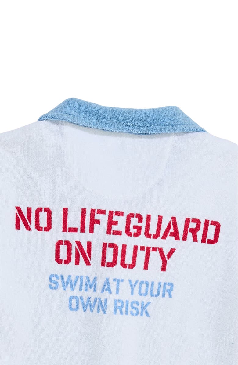 vineyard vines Kids' Shark Graphic Terry Trim Button-Up Shirt, Alternate, color, White Cap
