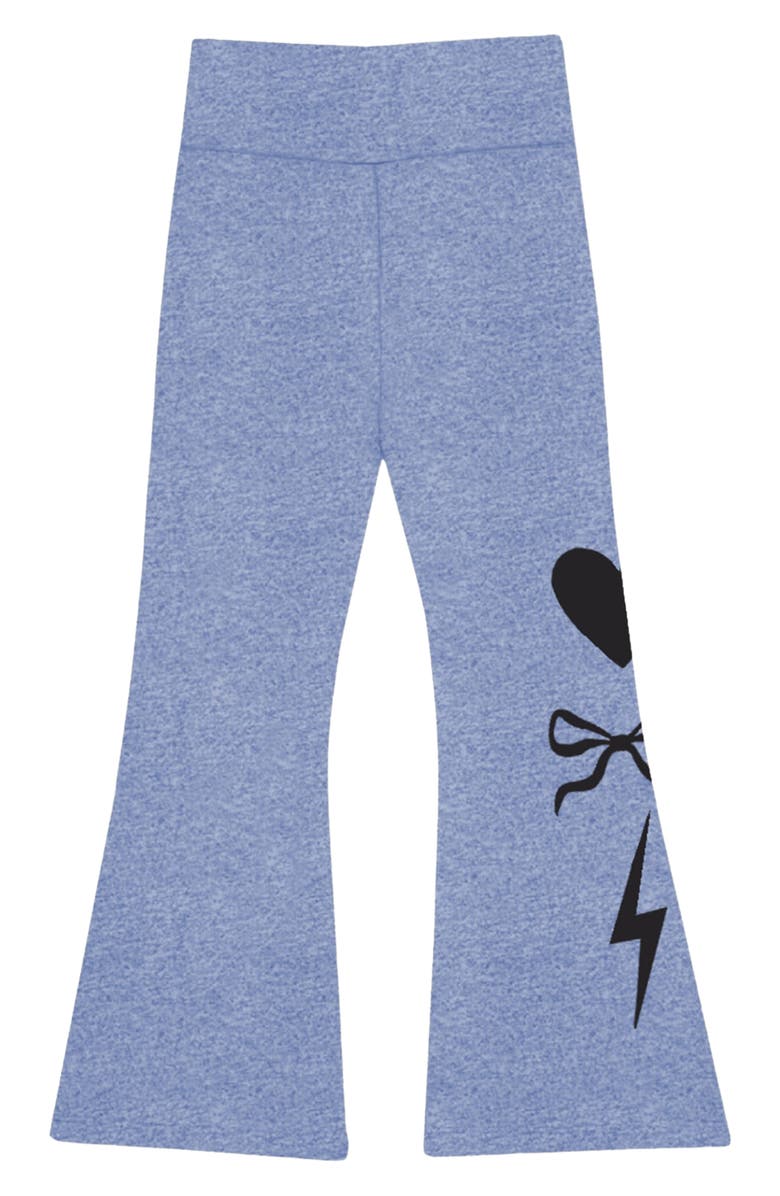 PixieLane Kids' Soft Luxe Flare Leggings, Main, color, Vintage Denim Elements