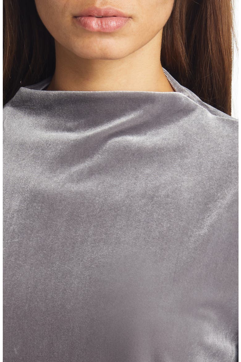 Velour Funnel Neck Pullover, Alternate, color, ROCKY SHORE