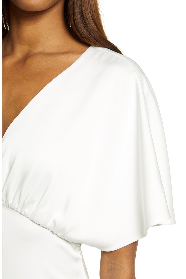 The Chiara Flutter Sleeve Satin Dress, Alternate, color, IVORY