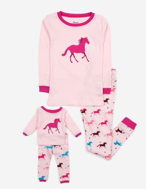 Leveret Girls Matching Doll Printed Cotton Pajamas, Fantasy & Character Prints In Pink