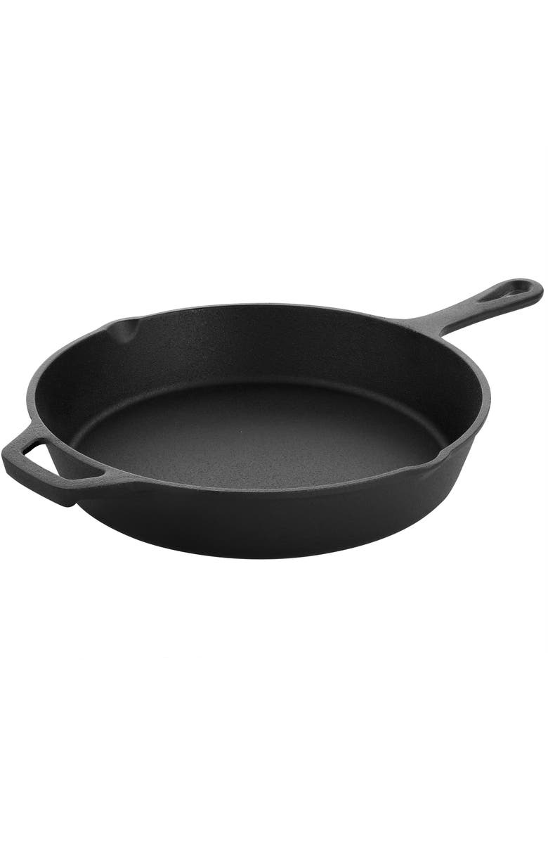 Megachef 10 Inch Round Preseasoned Cast Iron Frying Pan with Handle, Main, color, Black