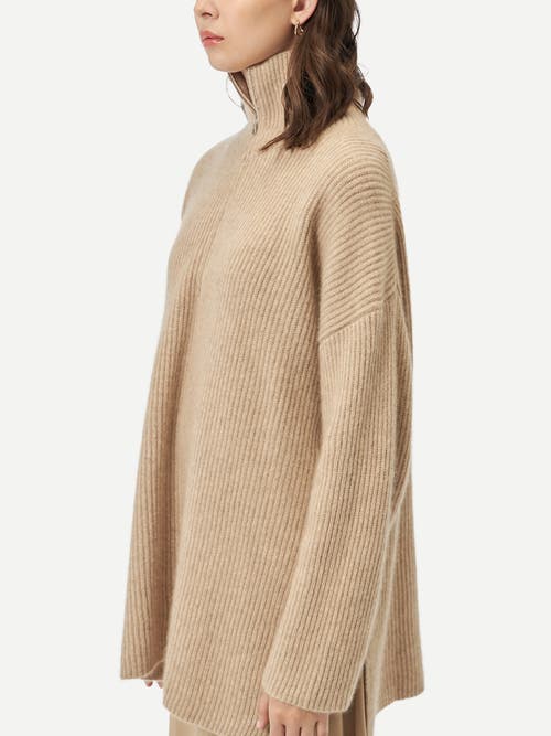 Gobi Mongolian Cashmere Cashmere Quarter-zip Sweater In Warm Grey