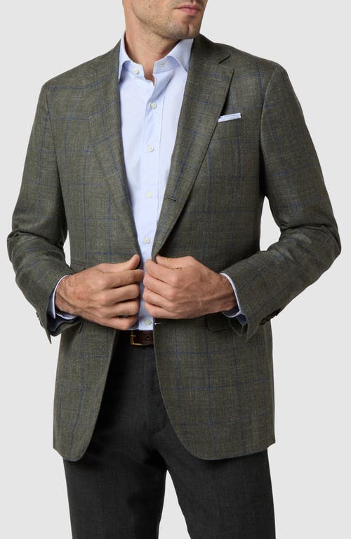 Sid Mashburn Virgil No. 2 Windowpane Check Wool & Silk Blend Sport Coat In Olive/blue Plaid Twill