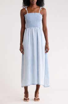 Splendid Tie Strap Denim Midi Dress
