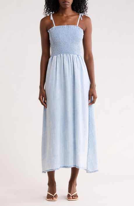 Splendid Tie Strap Denim Midi Dress