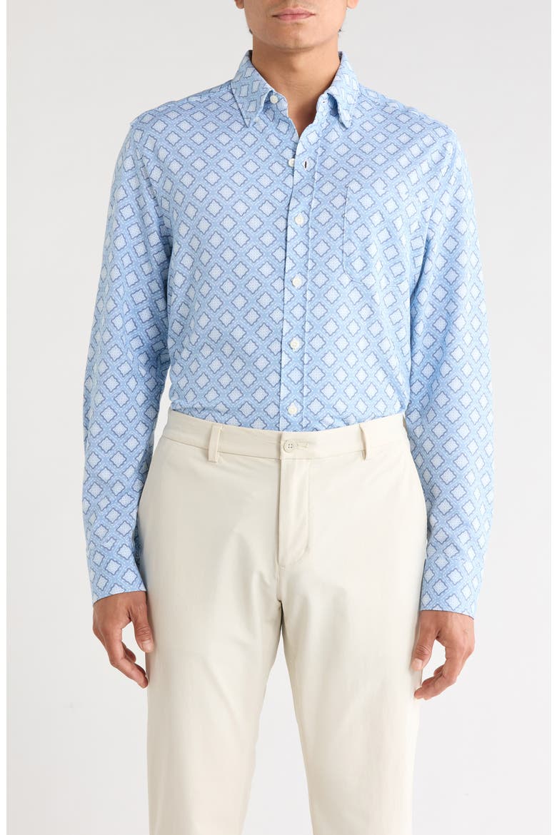 San Rio Twill Mira Mosaic Long Sleeve Shirt, Main, color, BLUE MONDAY