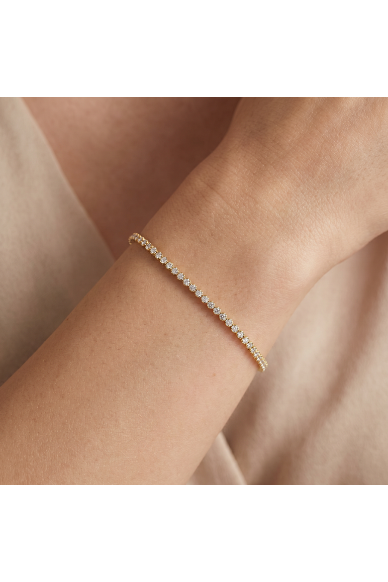 14k Gold 1Ct TW Natural Diamond Tennis Line Bracelet 7", Alternate, color, 14k Yellow Gold