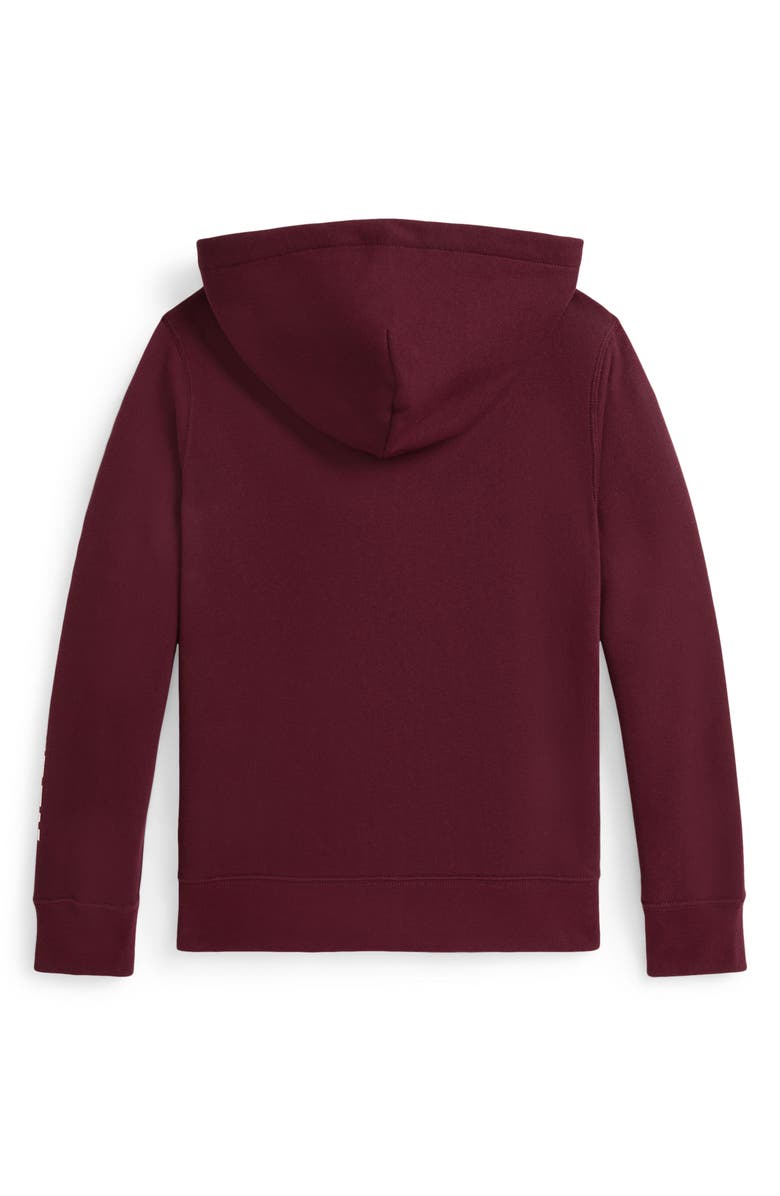 Polo Ralph Lauren Kids' Logo French Terry Graphic Zip Hoodie, Alternate, color, Classic Wine/ Refined Navy