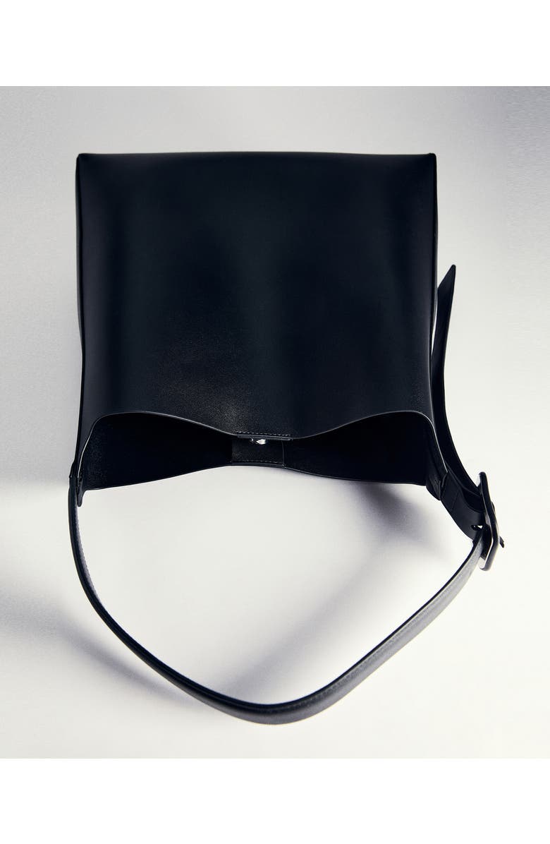 MANGO Buckled Faux Leather Shopper Bag, Alternate, color,