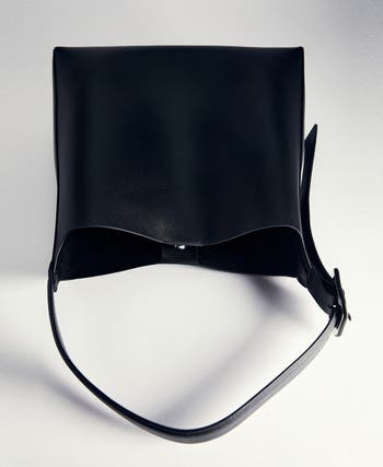 Buckled Faux Leather Shopper Bag