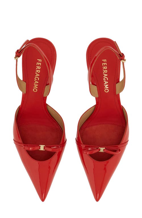 Shop Ferragamo Gylla Pointed Toe Slingback Pump In Flame Red